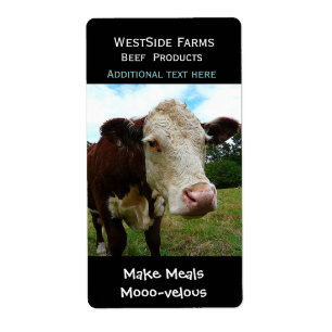 Hereford Beef Cow Dairy Product Label Pegatina