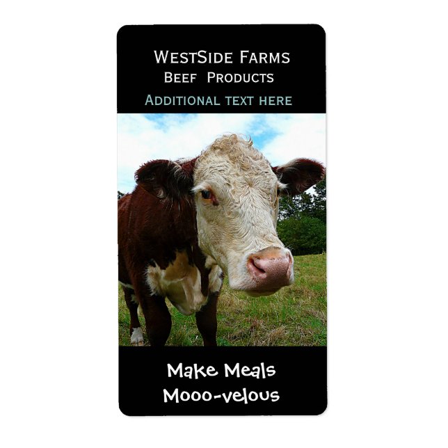 Hereford Beef Cow Dairy Product Label Pegatina (Frente)
