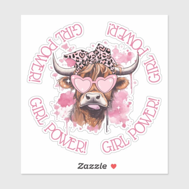 Hereford Girly Cow Galentines Day Vinyl Pegatina (Hoja)