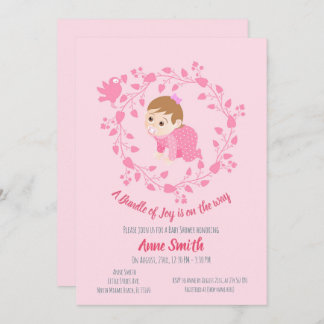 Herencia floral Bebé Chica Ducha Invitación
