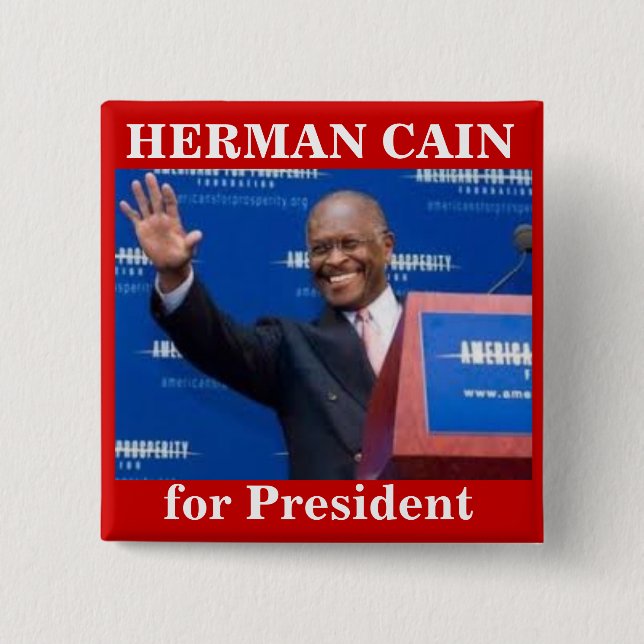 Herman Caín para el botón de Presiden (Anverso)
