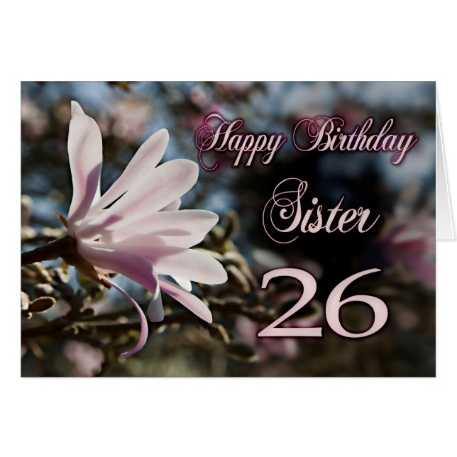 Hermana 26º cumpleaños con magnolia (Anverso (Horizontal))