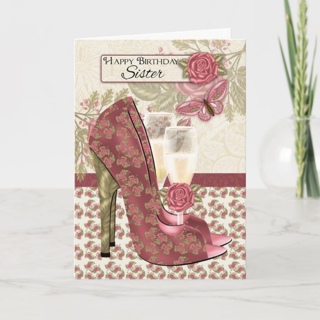 Hermana Champagne Y Shoes Mariposa Y Tarjeta De Ro (Anverso)
