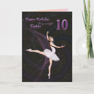 Hermana de 10 años, una tarjeta de cumpleaños de b