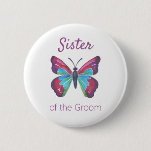 Hermana del novio Botón Mariposa