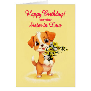 Hermana en Derecho Cachorros de cumpleaños y flore