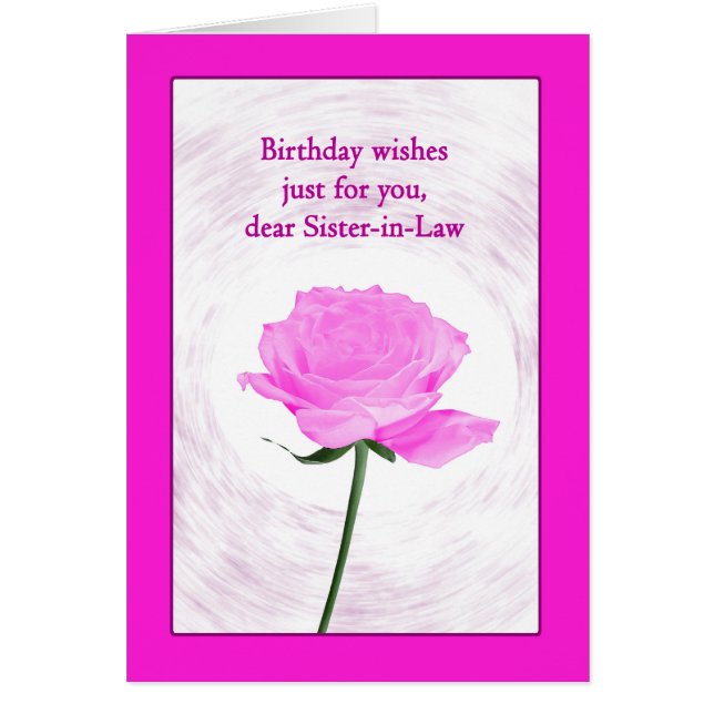Hermana en el cumpleaños de la ley hermosa rosa (Frente)