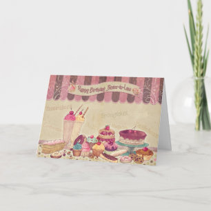 Hermana en la ley - Tarjeta de cumpleaños - Pastel