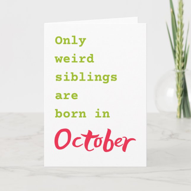 Hermana graciosa tarjeta de cumpleaños de octubre (Anverso)
