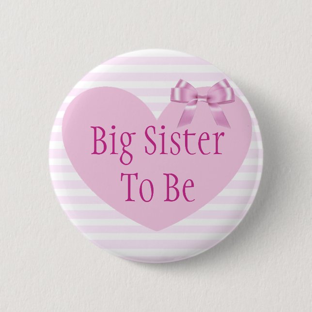 Hermana grande a ser botón rosado de Baby Shower (Anverso)