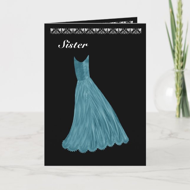 HERMANA Maid of Honor Invitación AZUL Gown (Anverso)