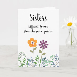 Hermana(s) Tarjeta de cumpleaños floral bonita en 