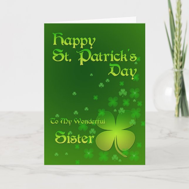 Hermana, tarjeta del día de Happy St Patrick (Anverso)