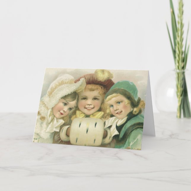 Hermanas de Navidad de época, niños victorianos (Anverso)