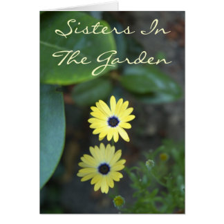 Hermanas en el jardín - tarjeta de la hermana