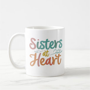 Hermanas en la taza de café del corazón
