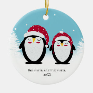 Hermanas Navidades Decoración de pingüinos familia