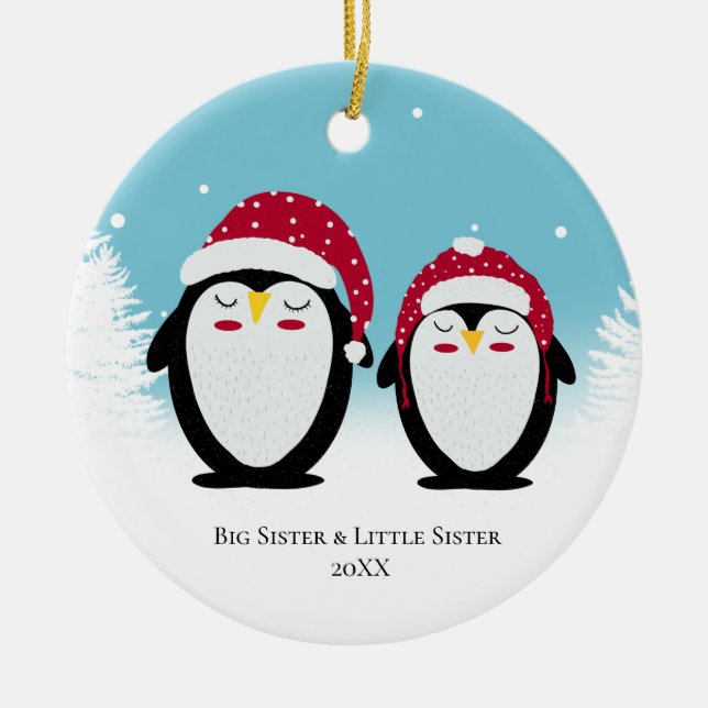 Hermanas Navidades Decoración de pingüinos familia (Frente)
