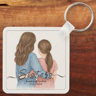 Hermanas por Siempre – Llavero Personalizado con F