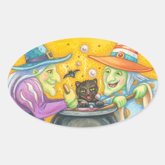 HERMANAS Y PEGATINAS GATO NEGROS Oval Sheet (Anverso)