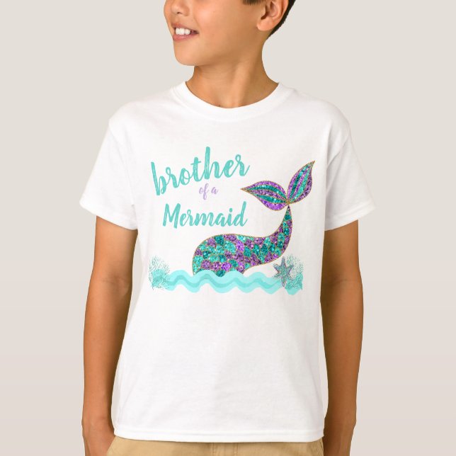 Hermano de una sirena, camiseta de fiesta de cumpl (Anverso)
