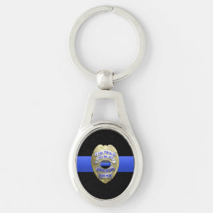 Hermano delgado línea azul insignia llavero