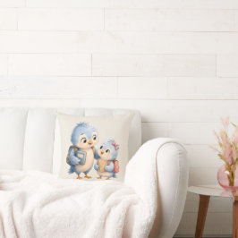 Hermano Hermana Pájaro Azul Almohada Decorativa