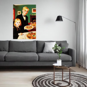 Hermano, hermana y mesa de cena   Poster de arte d