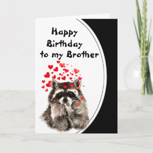 Hermano Nacimiento Abrazos y Besos Raccoon Tarjeta