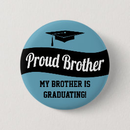 Hermano Orgulloso - Botón de graduación Blanco Azu