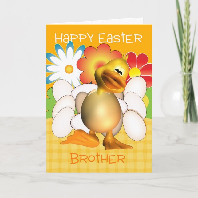 Hermano Tarjeta De Pascua Con Huevos De Pollo Y Fl (Anverso)