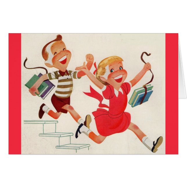 hermano y hermana camino a la escuela (Anverso (Horizontal))