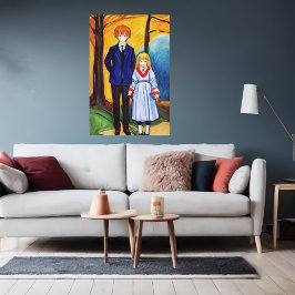 Hermano y hermana en el bosque | Arte IA