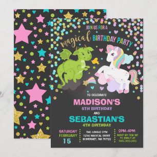 Hermanos De La Invitación De Cumpleaños De Unicorn