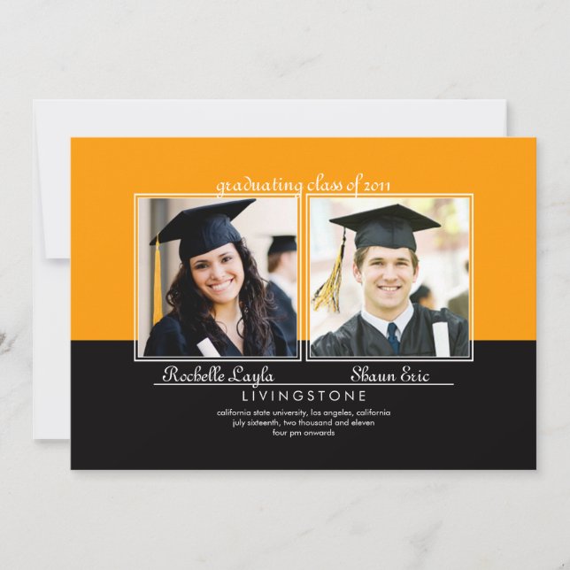 Hermanos Dos Invitaciones de Graduación de Foto (Anverso)