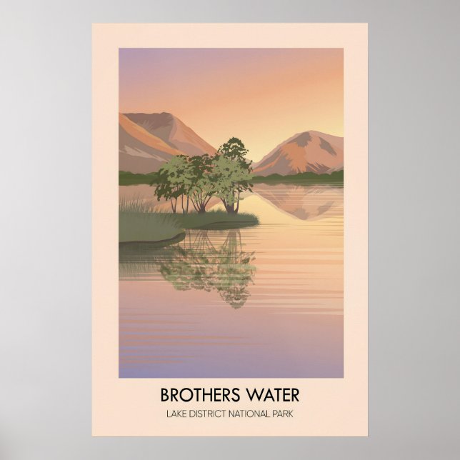 Hermanos Water Distrito del Lago Póster de Viaje (Frente)
