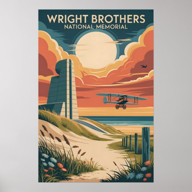 Hermanos Wright | Póster Vintage Outer Banks (Frente)
