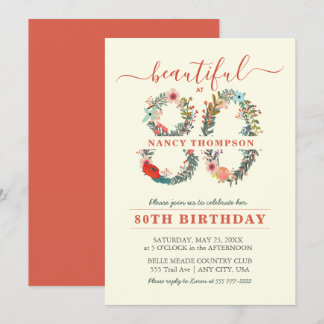 Hermosa a 80 invitaciones de número floral