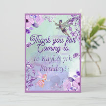 Hermosa acuarela color púrpura tarjeta de agradeci