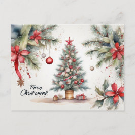 Hermosa acuarela decorada con árbol de Navidad