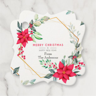 Hermosa acuarela Navidades etiqueta de favor de fl