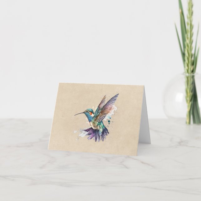 Hermosa acuarela personalizada Hummingbird (Anverso)