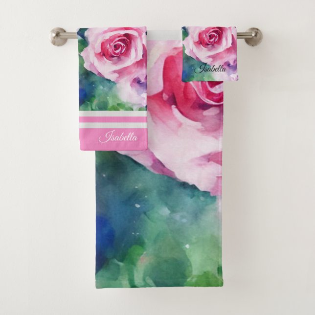 Hermosa acuarela rosa rosa rosa colección popular (In situ)