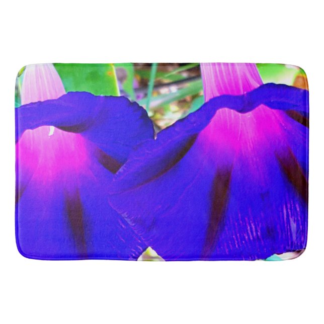 Hermosa alfombra de baño con flores moradas (Anverso)