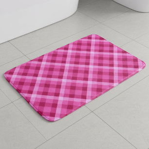 Hermosa Alfombra de Baño Grande de Cuadros Magenta