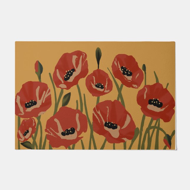 Hermosa alfombra de flores rojas, nueva alfombra d (Anverso)