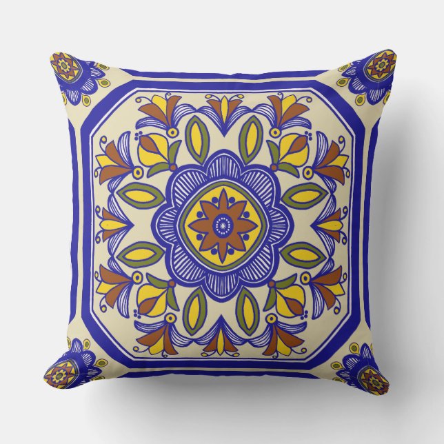 Hermosa almohada al aire libre de mosaico italiano (Anverso)