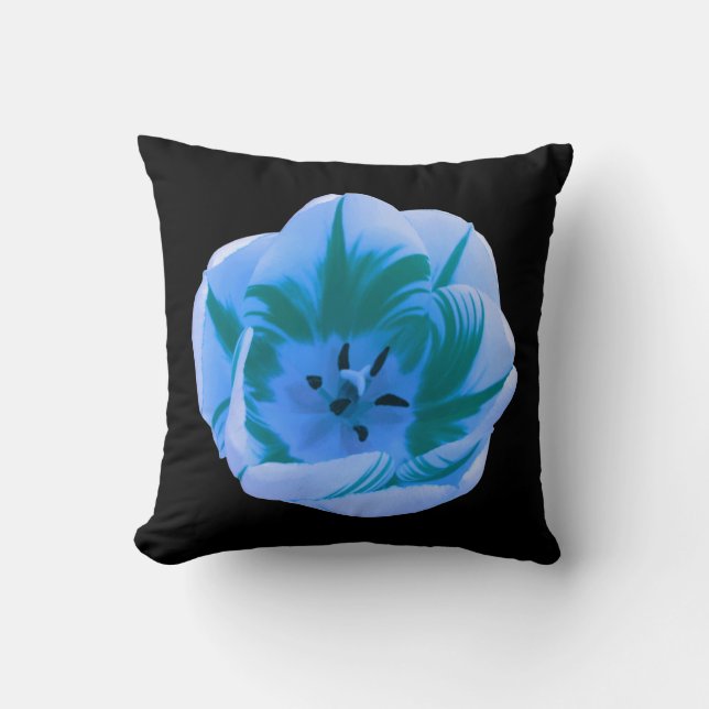Hermosa almohada azul tulipán (Anverso)