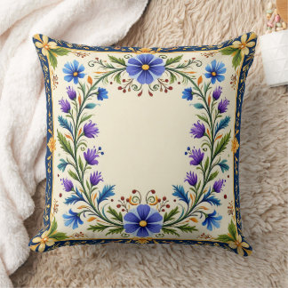 Hermosa almohada con corona floral.