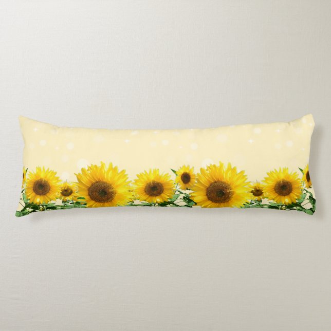 Hermosa almohada corporal de girasoles (Anverso)